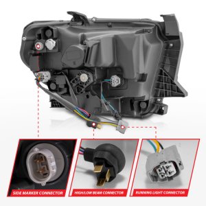 Toyota Tundra Headlights - ANZO - LED Crystal, Switchback, Clear Lens, w/ DRL - Chrome - `14-`21