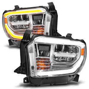 Toyota Tundra Headlights - ANZO - LED Crystal, Switchback, Clear Lens, w/ DRL - Chrome - `14-`21