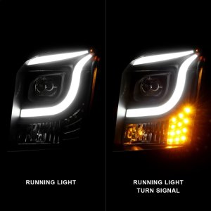 GMC Yukon Headlights - ANZO - LED/Projector w/ Light Bars - Black Housing/Clear Lens - `15-`17