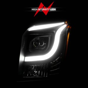 GMC Yukon Headlights - ANZO - LED/Projector w/ Light Bars - Black Housing/Clear Lens - `15-`17
