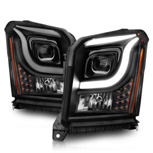 GMC Yukon Headlights - ANZO - LED/Projector w/ Light Bars - Black Housing/Clear Lens - `15-`17