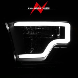 Dodge Ram 1500 LED Projector Headlights - ANZO - Square Projector with Light Bar, Clear Lens, Chrome Housing - Black - `09-`20