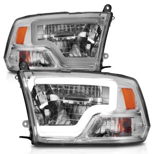 Ram 1500 LED Projector Headlights - ANZO - LED Square, Light Bar Style, Chrome Housing, Clear Lens - Chrome - `09-`20