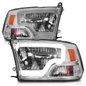 Ram 1500 LED Projector Headlights - ANZO - LED Square, Light Bar Style, Chrome Housing, Clear Lens - Chrome - `09-`20