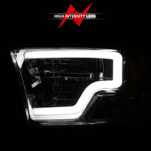 Ram 1500 LED Projector Headlights - ANZO - LED Square, Light Bar Style, Chrome Housing, Clear Lens - Chrome - `09-`20