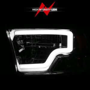 Ram 1500 LED Projector Headlights - ANZO - LED Square, Light Bar Style, Chrome Housing, Clear Lens - Chrome - `09-`20