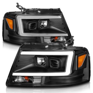 Ford F-150 Headlights - ANZO - Projector w/ Light Bar - Black Housing - `04-`08 Ford F-150 Headlights - ANZO - Projector w/ Light Bar - Black Housing - `04-`08