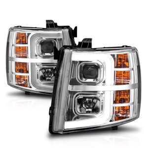 Chevrolet Silverado 1500 Headlights - ANZO - Projector w/ Light Bar - Chrome Housing - `07-`13