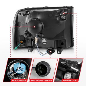 Ford F350 Headlights - ANZO - Crystal w/ Light Bar - Black Housing - `99-`04 Ford F350 Headlights - ANZO - Crystal w/ Light Bar - Black Housing - `99-`04