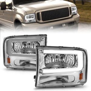 Ford F350 Crystal Headlights - ANZO - Light Bar - Chrome Housing - `00-`04 Ford F350 Crystal Headlights - ANZO - Light Bar - Chrome Housing - `00-`04