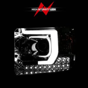 GMC Sierra 1500 Projector Headlights - ANZO - Plank Style - Chrome - `14-`15