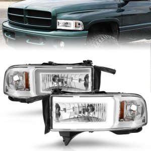 Dodge RAM Headlights - ANZO - Crystal w/ Light Bar - Chrome - `94-`02