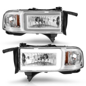 Dodge RAM Headlights - ANZO - Crystal w/ Light Bar - Chrome - `94-`02
