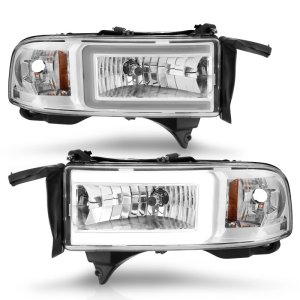 Dodge RAM Headlights - ANZO - Crystal w/ Light Bar - Chrome - `94-`02