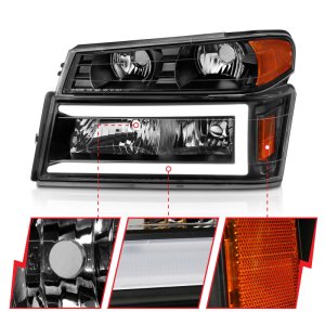 GMC Canyon Crystal Headlights - ANZO - Light Bar - Black Housing - `04-`12 GMC Canyon Crystal Headlights - ANZO - Light Bar - Black Housing - `04-`12
