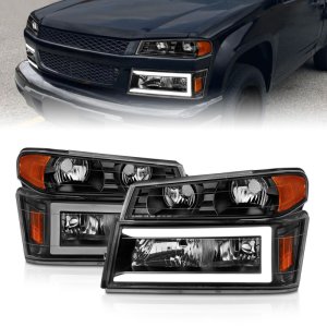 GMC Canyon Crystal Headlights - ANZO - Light Bar - Black Housing - `04-`12