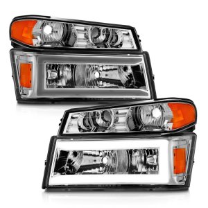 Chevrolet Colorado Crystal Headlights - ANZO - w/ Light Bar - Chrome Housing - `04-`12