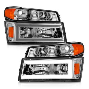 Chevrolet Colorado Crystal Headlights - ANZO - w/ Light Bar - Chrome Housing - `04-`12