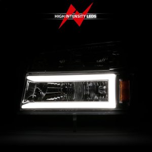 Chevrolet Colorado Crystal Headlights - ANZO - w/ Light Bar - Chrome Housing - `04-`12