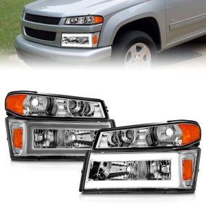 GMC Canyon Crystal Headlights - ANZO - w/ Light Bar - Chrome Housing - `04-`12 GMC Canyon Crystal Headlights - ANZO - w/ Light Bar - Chrome Housing - `04-`12