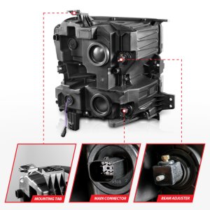 Chevrolet Silverado 1500 LED Projector Headlight - Driver Side - ANZO - Light Bar Switchback Sequential Black Housing - `19-`22