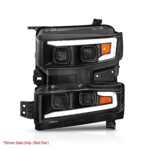 Chevrolet Silverado 1500 LED Projector Headlight - Driver Side - ANZO - Light Bar Switchback Sequential Black Housing - `19-`22