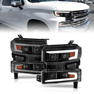 Chevrolet Silverado 1500 LED Projector Headlight - Passenger Side - ANZO - Light Bar Switchback Sequential - Black Housing - `19-`22