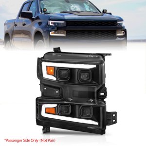 Chevrolet Silverado 1500 LED Projector Headlight - Passenger Side - ANZO - Light Bar Switchback Sequential - Black Housing - `19-`22