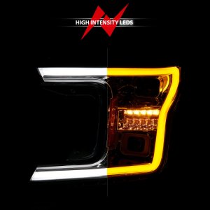 Ford F-150 LED Projector Headlights - ANZO - Light Bar Style - Switchback - Sequential - Chrome - `18-`20