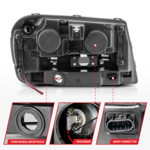 Chevrolet Trailblazer LED/Projector Headlights - ANZO - With Halo, Clear Lens - Black - `02-`05
