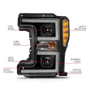Ford F-350 LED/Projector Headlights - ANZO - Light Bar Switchback - Black - `17-`19