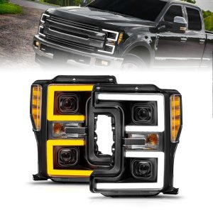 Ford F-350 LED/Projector Headlights - ANZO - Light Bar Switchback - Black - `17-`19 Ford F-350 LED/Projector Headlights - ANZO - Light Bar Switchback - Black - `17-`19