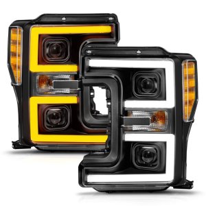 Ford F-350 LED/Projector Headlights - ANZO - Light Bar Switchback - Black - `17-`19