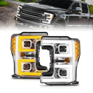 Ford F-250 LED Projector Headlights - ANZO - Switchback - Chrome Housing - `17-`19
