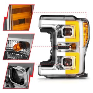 Ford F-350 LED Projector Headlights - ANZO - Switchback - Chrome Housing - `17-`19 Ford F-350 LED Projector Headlights - ANZO - Switchback - Chrome Housing - `17-`19
