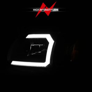 Toyota Tundra Headlights - ANZO - Crystal w/ Light Bar - Black - `00-`04