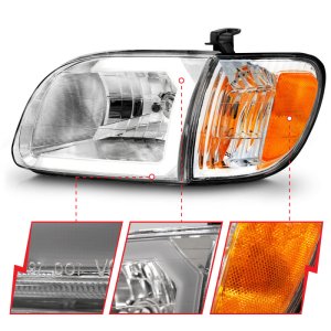 Toyota Tundra Headlights - ANZO - Crystal w/Light Bar - Chrome - `00-`04