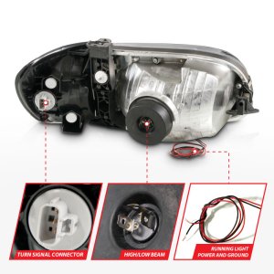 Toyota Tundra Headlights - ANZO - Crystal w/Light Bar - Chrome - `00-`04