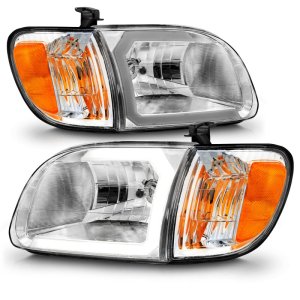 Toyota Tundra Headlights - ANZO - Crystal w/Light Bar - Chrome - `00-`04