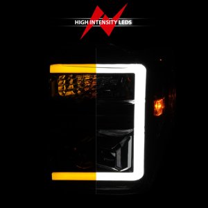 Ford F-250 Super Duty Headlights - ANZO - Projector with Light Bar Switchback - Black - `08-`10