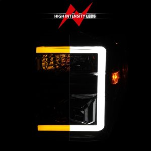 Ford F-250 Super Duty Headlights - ANZO - Projector with Light Bar Switchback - Black - `08-`10