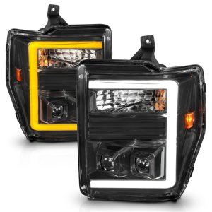 Ford F-450 Super Duty Headlights - ANZO - Projector with Light Bar Switchback - Black - `08-`10 Ford F-450 Super Duty Headlights - ANZO - Projector with Light Bar Switchback - Black - `08-`10