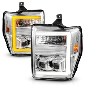Ford F-350 Super Duty Projector Headlights - ANZO - Light Bar Switchback - Chrome - `08-`10