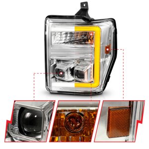 Ford F-350 Super Duty Projector Headlights - ANZO - Light Bar Switchback - Chrome - `08-`10
