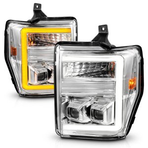 Ford F-450 Super Duty Projector Headlights - ANZO - Light Bar Switchback - Chrome - `08-`10