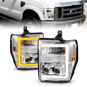 Ford F-450 Super Duty Projector Headlights - ANZO - Light Bar Switchback - Chrome - `08-`10