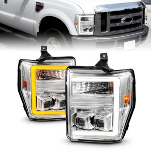 Ford F-450 Super Duty Projector Headlights - ANZO - Light Bar Switchback - Chrome - `08-`10