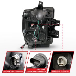 Ford F-550 Super Duty Projector Headlights - ANZO - Light Bar Switchback - Chrome - `08-`10