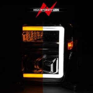 Ford F-550 Super Duty Projector Headlights - ANZO - Light Bar Switchback - Chrome - `08-`10