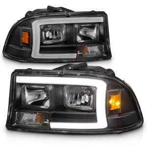 Dodge Dakota Headlights - ANZO - Crystal with Light Bar - Black Housing - `97-`04